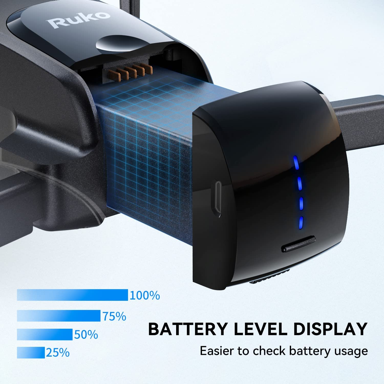 Ruko F11MINI Replacement Intelligent Flight Battery- 7.6V 2100mAh Lithium Ion Battery with a Charging Cable - RuKo